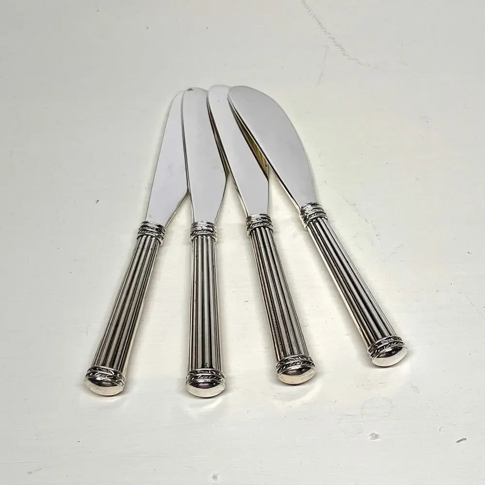 Regency Stripe Silverplate Butter Knives Spreaders Set of 4